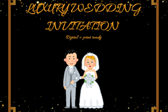 design a luxury gold floral wedding invitation card