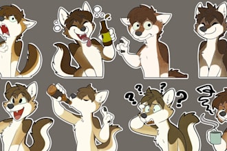design custom furry stickers for telegram discord and emoji packs