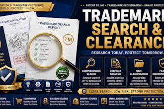 conduct comprehensive trademark search clearance and patent filing brand search