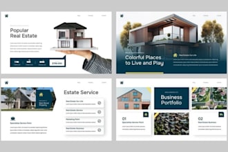 design real estate business pitch deck, property marketing presentation ppt