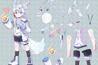 design vtuber model and live2d anime art