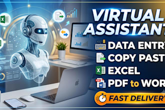 be your virtual assistant for data entry, copy paste, typing and web research