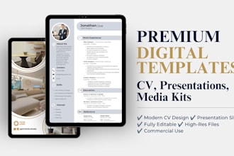 design premium digital templates, CV, and presentations