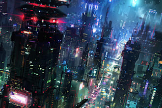 design cyberpunk futuristic city illustration