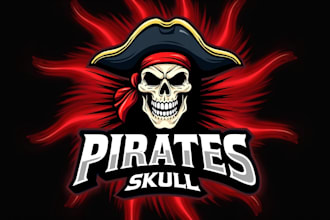 design creative skull pirates logo in very short time