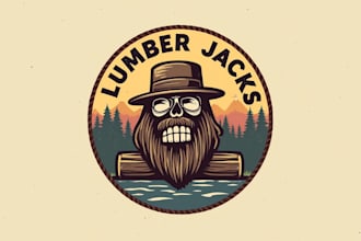 do make lumber jacks vintage logo design with unlimited revisions