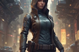 a sci fi character illustration or sci fi character