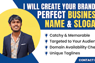 create a unique brand name, business name, and slogan
