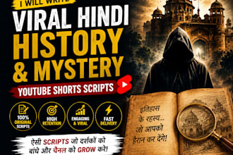 write viral hindi youtube shorts scripts for history, mystery and facts