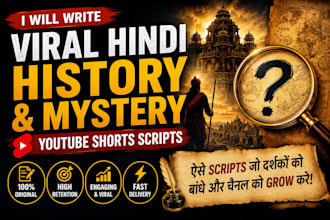 write viral hindi youtube shorts scripts for history, mystery and facts