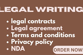write legal contracts, agreements, nda, terms and conditions, and privacy policy