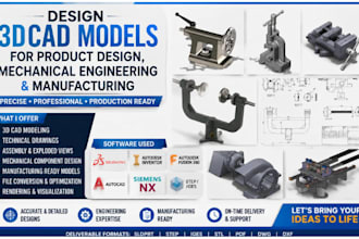 design 3dcad models for product design, mechanical engineering,