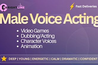 provide professional english male voice acting and voice over