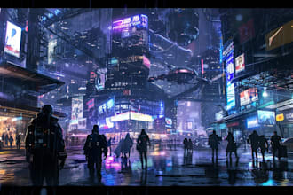 design a cyberpunk futuristic city and background
