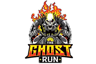 design ghost run motorcycle race logo