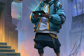 cyberpunk hacker character art