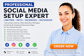 setup linktree, meta business manager, facebook and instagram business pages