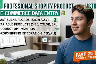 do shopify product listing and e commerce data entry