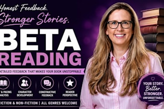 beta read your novel with in depth reader feedback on pacing, plot, character