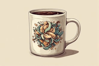illustrate trendy custom coffee mug design and cup design