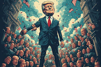 drawing a political or satirical cartoon illustration