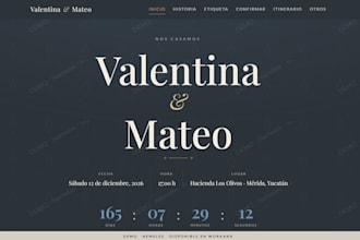 diseñar tu invitación de boda web elegante con rsvp y cuenta regresiva