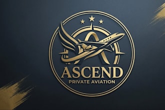 design an elegant private jet and aviation logo