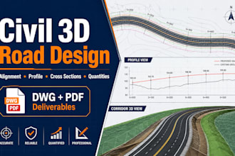 create civil 3d road alignment, profile, corridor and quantity takeoff