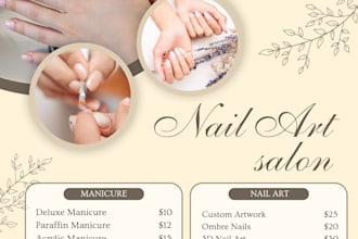 design luxury beauty salon spa aesthetic flyer and nail art