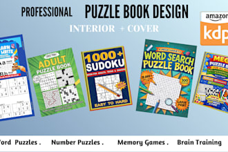 create sudoku word search crossword puzzle books, cover design for amazon KDP