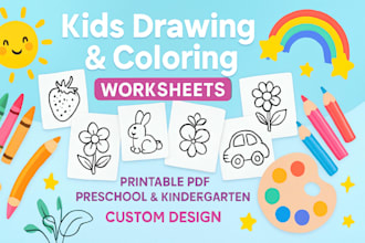 create fun printable kids drawing and coloring worksheets