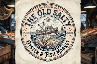 do retro seafood, oyster, or fish logo design