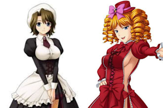 draw anime visual novel characters, cg art and game backgrounds