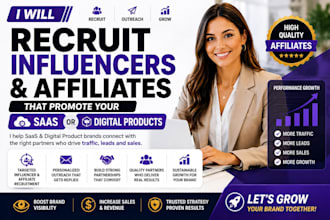recruit influencer and affiliate that promote your digital product or saas