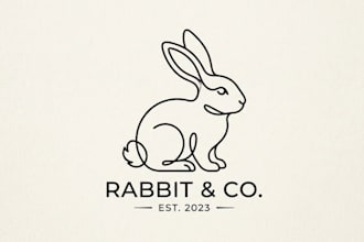 do a clean line art bunny or rabbit logo design