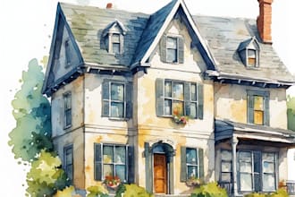paint watercolor house portrait