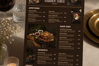 design a modern restaurant menu in canva