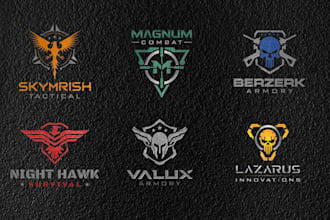 create  vintage patch military tactical and badge logo design