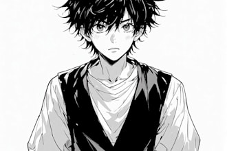 create manga character in any genre romance action horror in expressive art