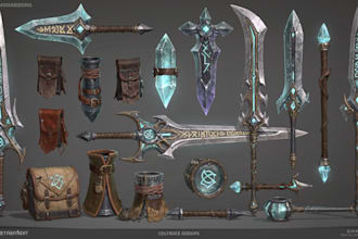 design creative concept art of weapons and items