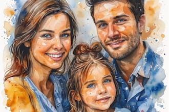 create a watercolor family portrait