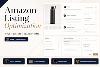 write an amazon listing with title bullets and search terms