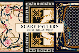 create scarf patterns, bandana and hijab designs