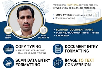 fast typing services, retype scanned documents, format ms word