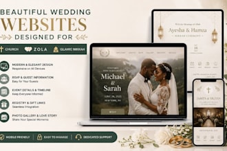 design squarespace church wedding website zola islamic nikkah wedding website