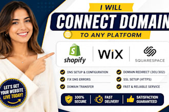 connect domain to shopify, wix or squarespace, dns setup, transfer or redirect