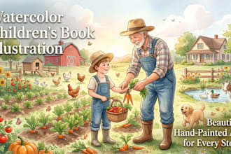 watercolor children book illustration, watercolor book illustration watercolor