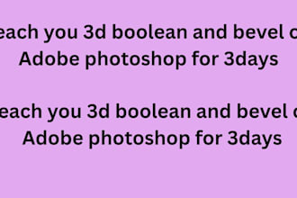 teach you 3d boolean and bevel on adobe photoshop for 3days