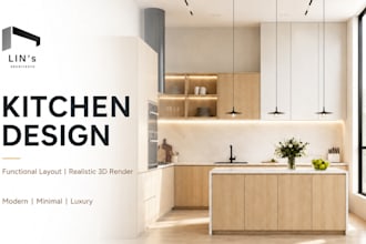 design your kitchen, living and dining room with realistic 3d renders