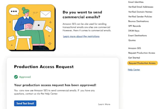 do setup amazon ses and get production access approval